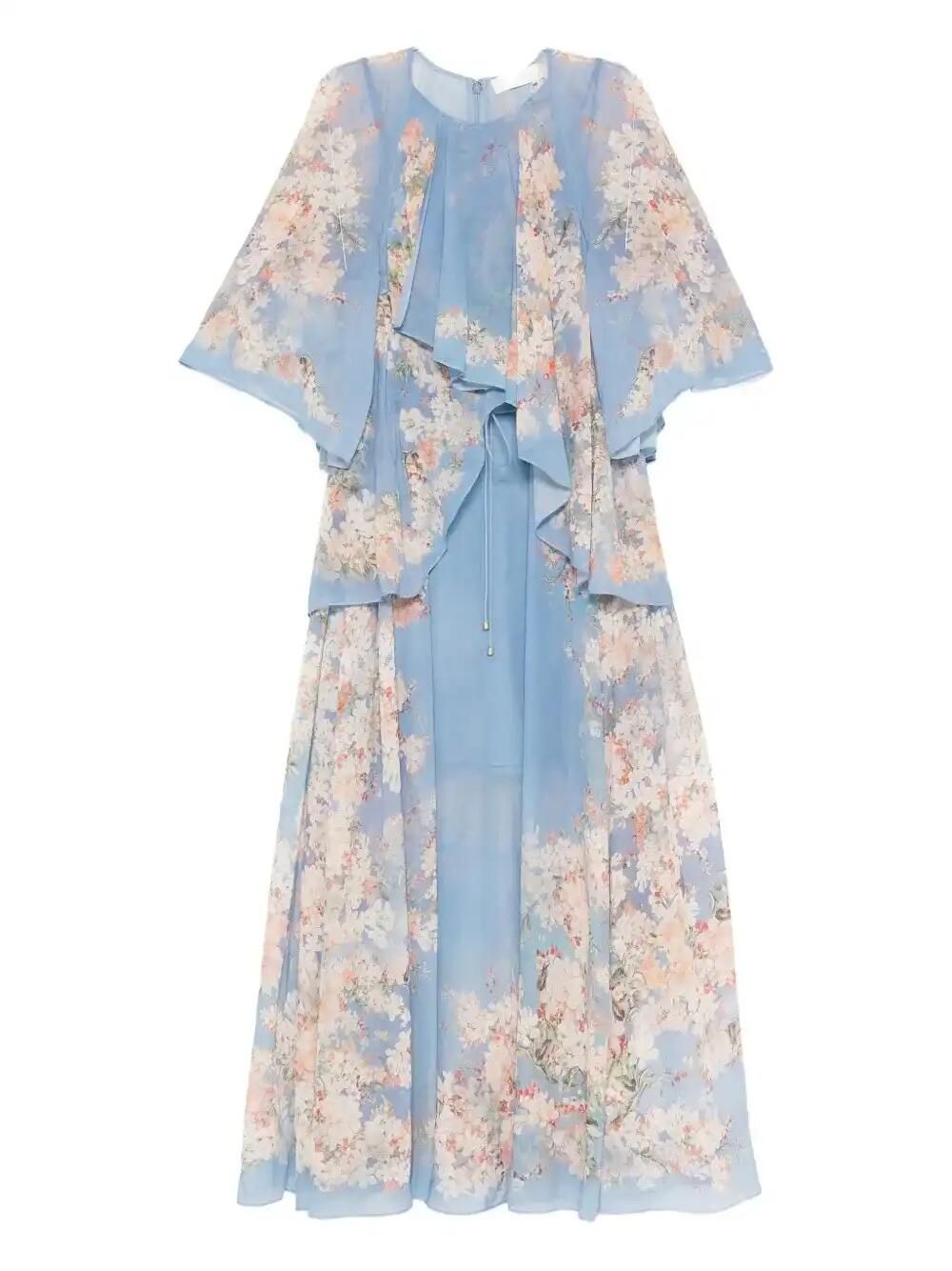 Floral-Print Ruffled Dress