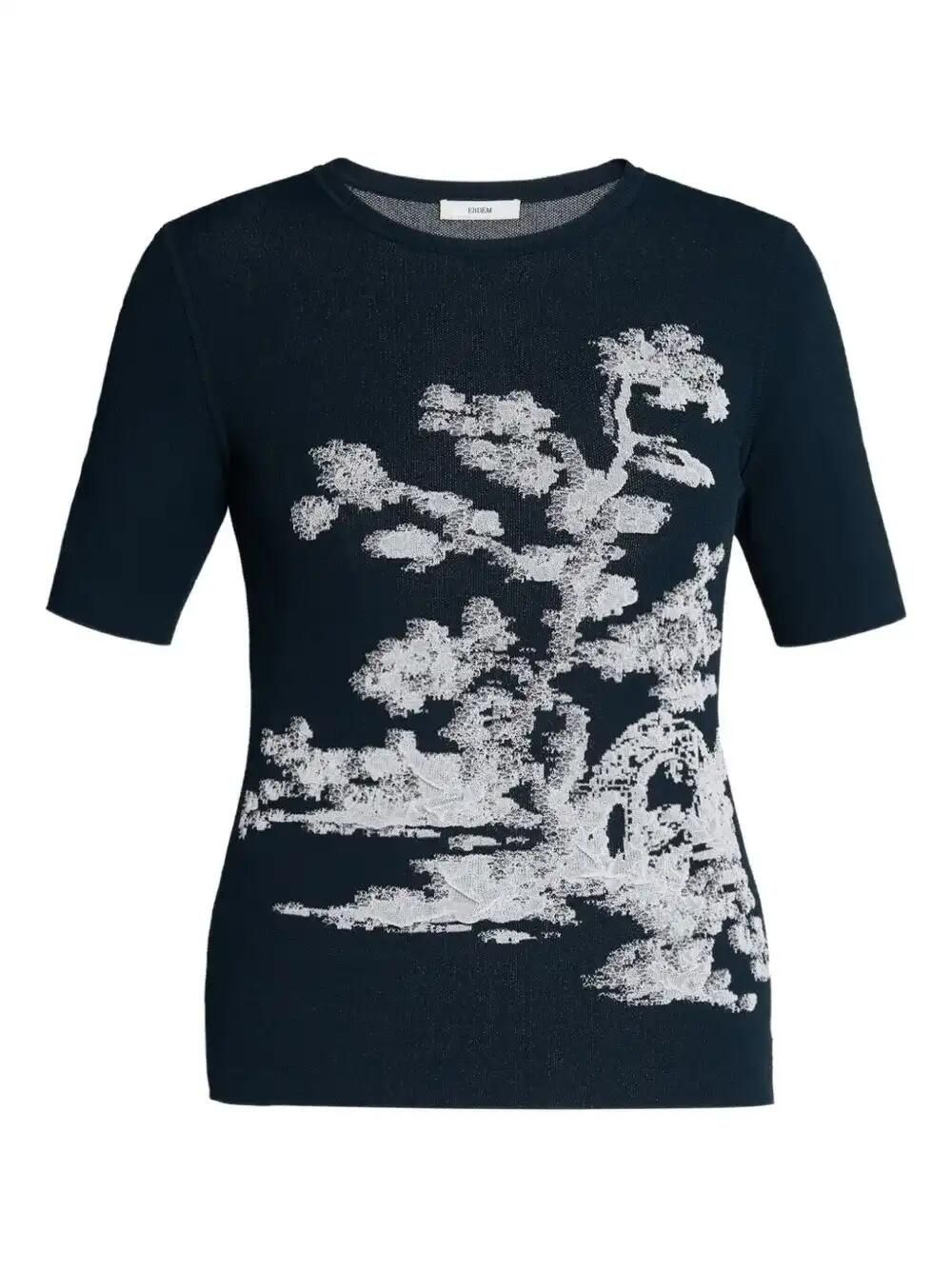 Jacquard Short-Sleeve Top