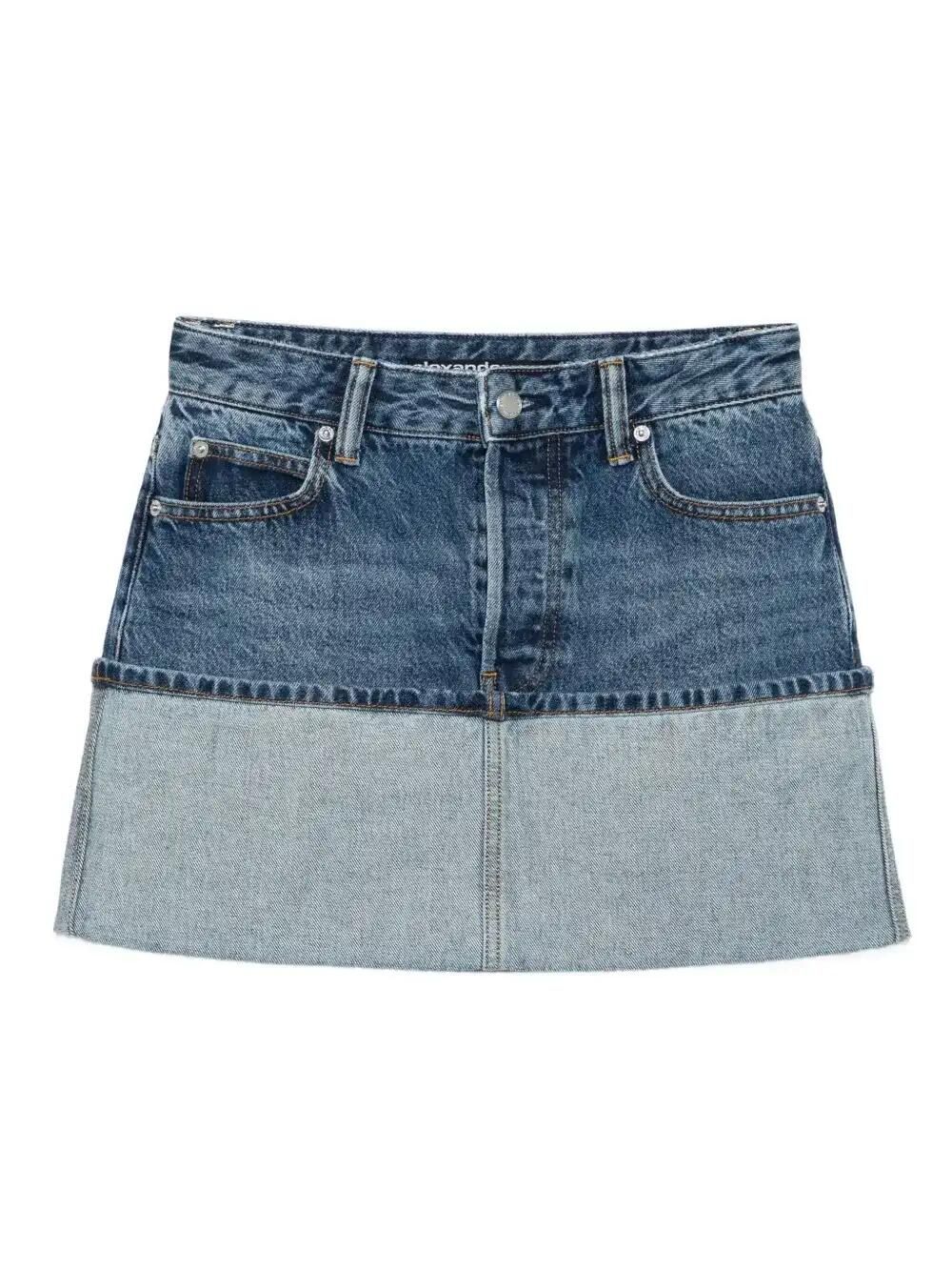 Logo-Embroidered Denim Mini Skirt