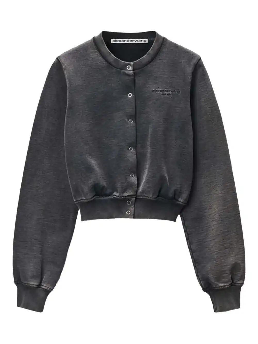Snap-Buttons Crew-Neck Sweatshirt