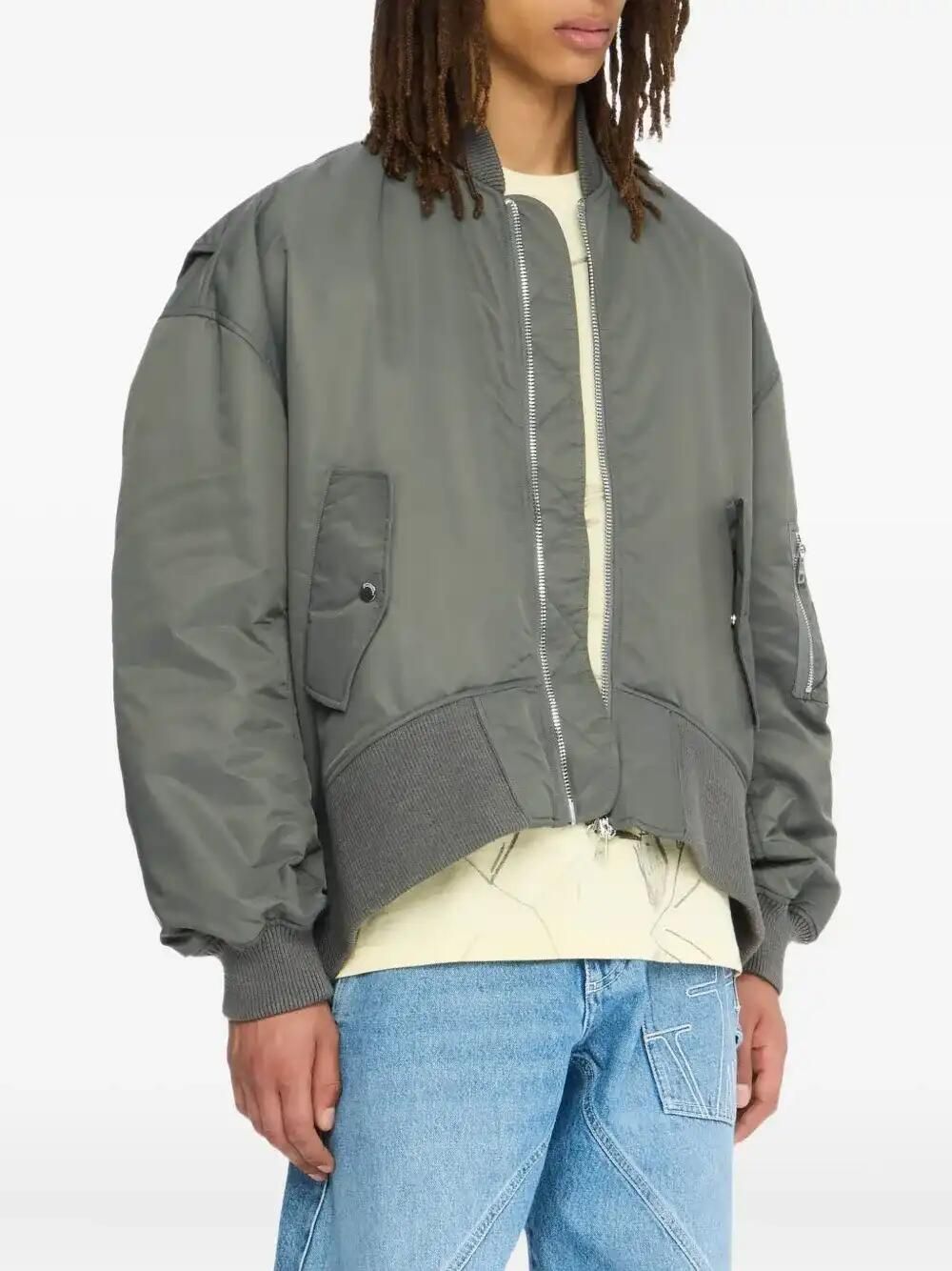 Curved-Hem Bomber Jacket