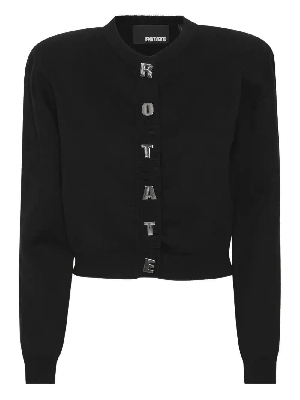 Padded-Shoulder Button Cardigan