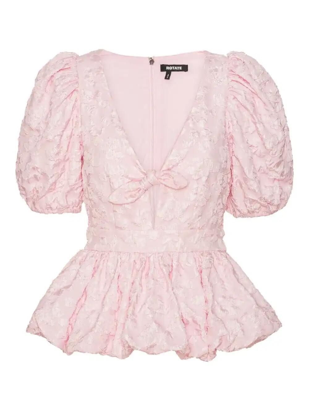 Puff-Sleeve Jacquard Top