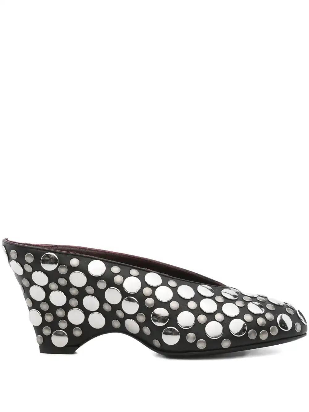 70mm Metallic-Studded Heeled Mules