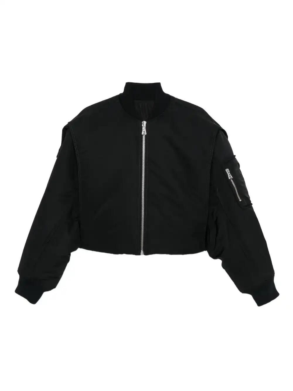 Zip-Fastening Cropped Bomber Jacket