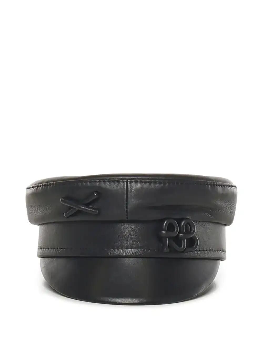 Leather Cross-Detail Hat