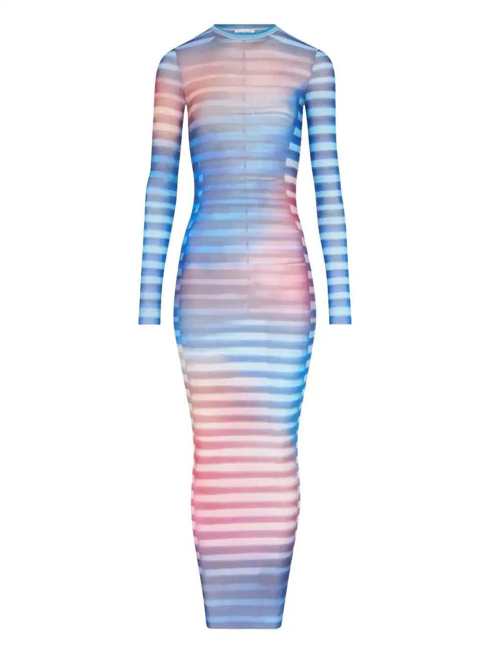 Long-Sleeve Mesh Dress