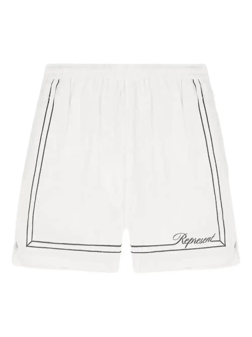 Represent Border-embroidered Shorts In White