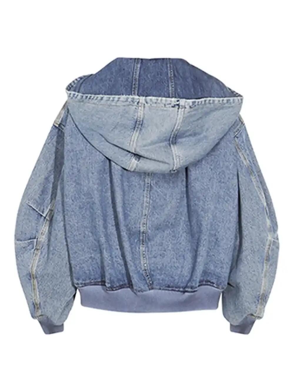 Hooded Denim Bomber Jacket