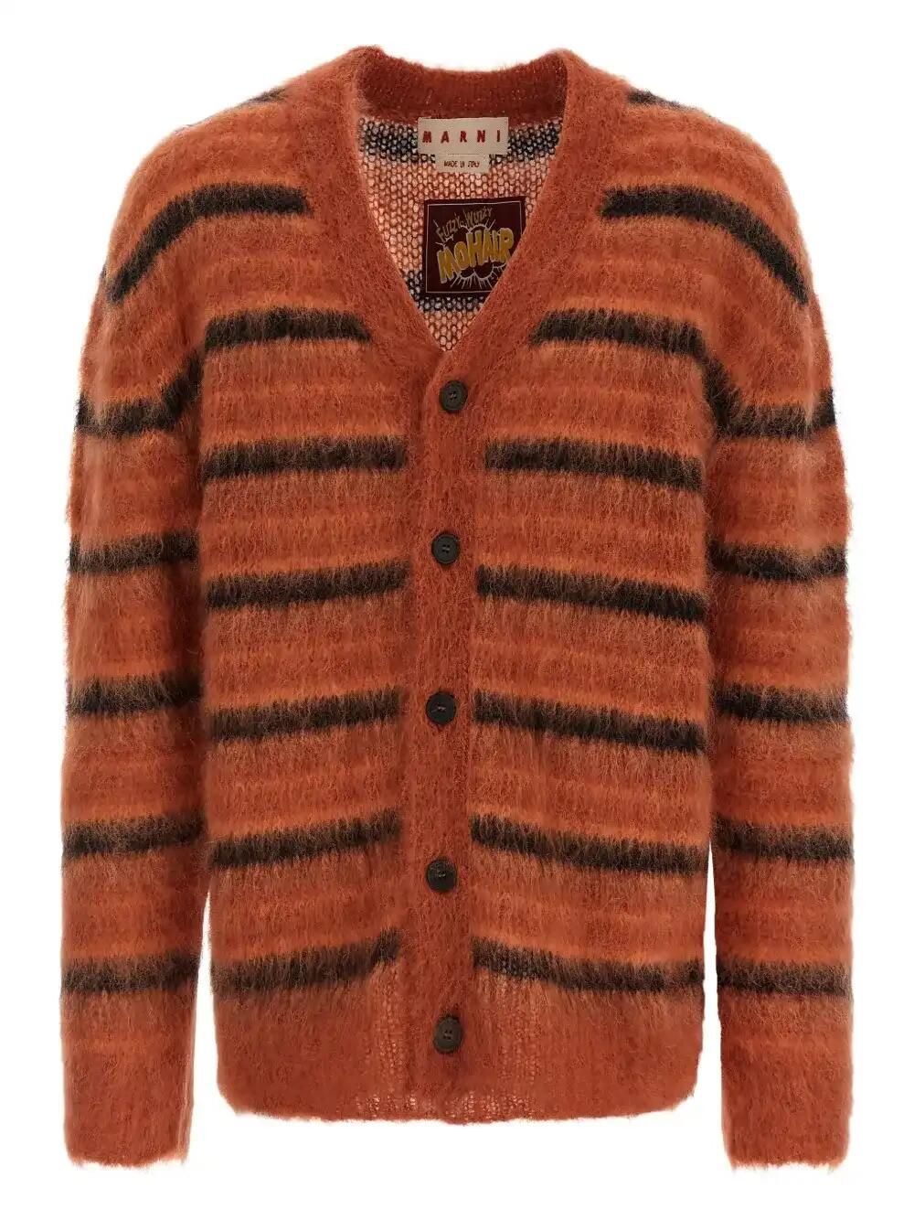 Brushed Striped Cardigan