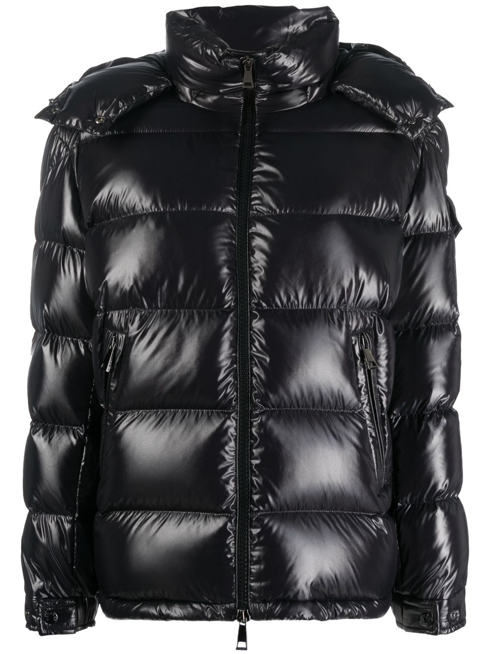 Black Maire Hooded Quilted Jacket
