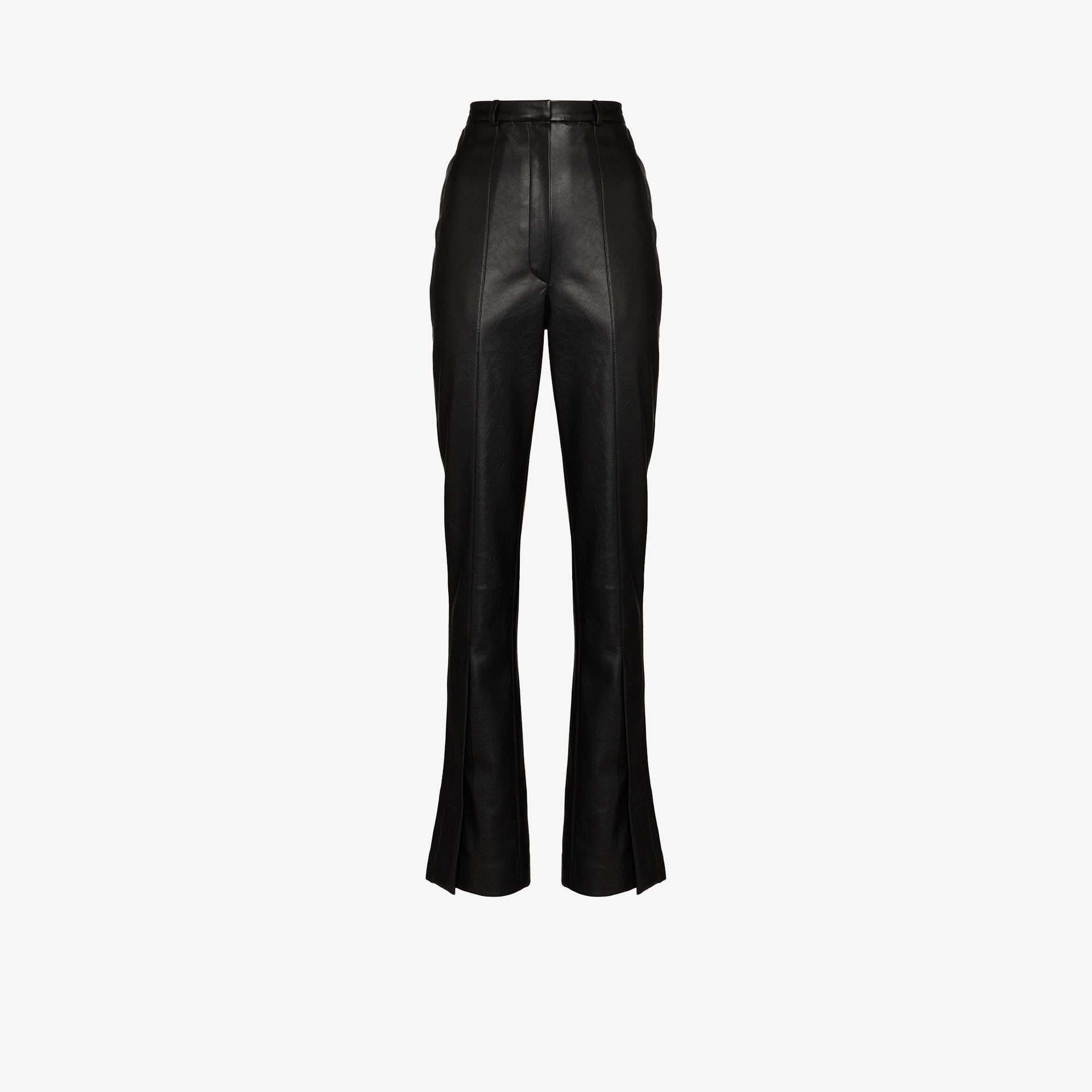 grey faux leather trousers