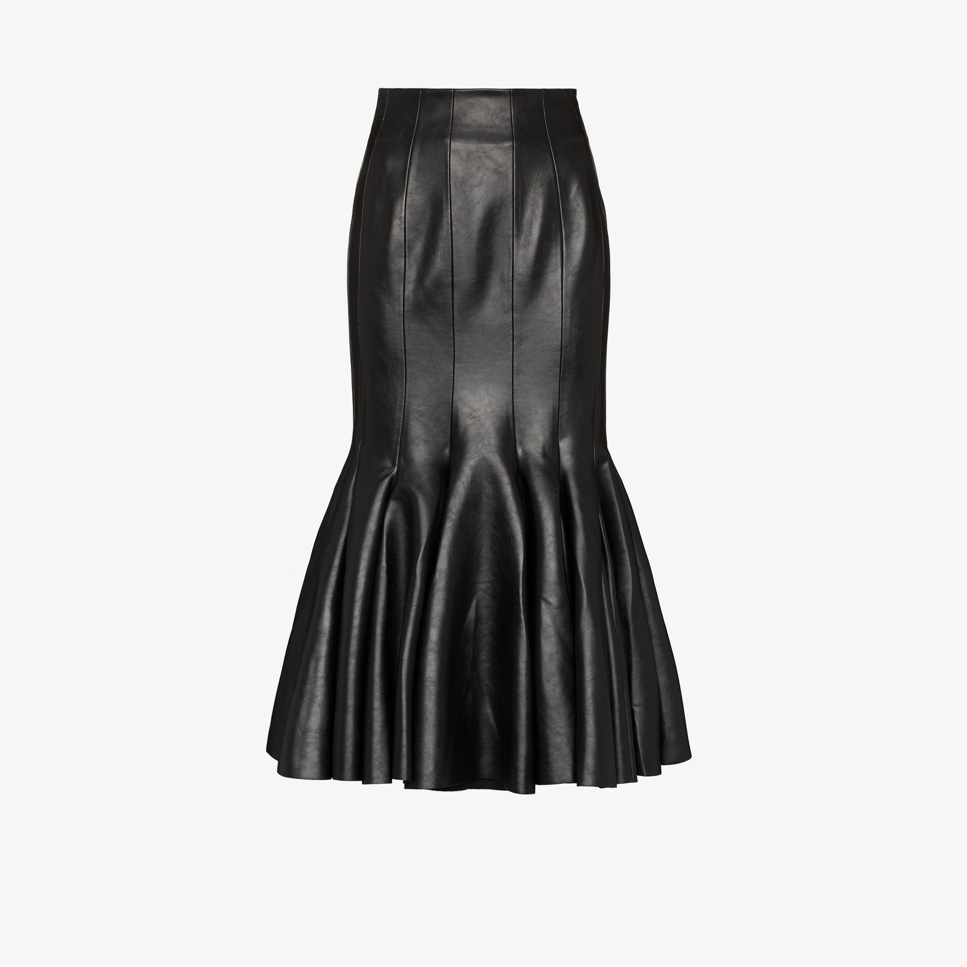 vegan leather midi skirt