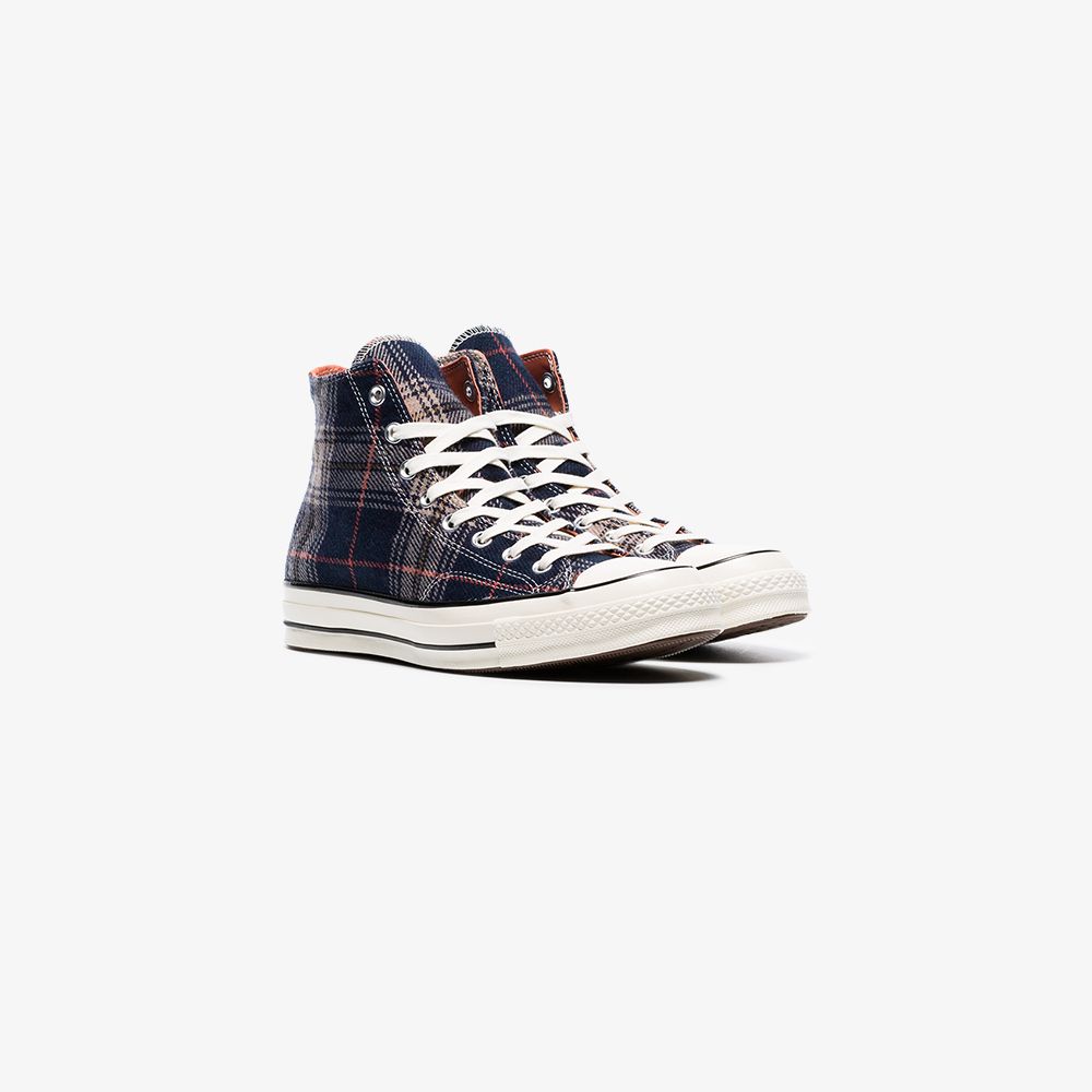 Converse navy Chuck 70 tartan print hi top sneakers | Browns Converse navy Chuck 70 tartan print hi top sneakers | Browns