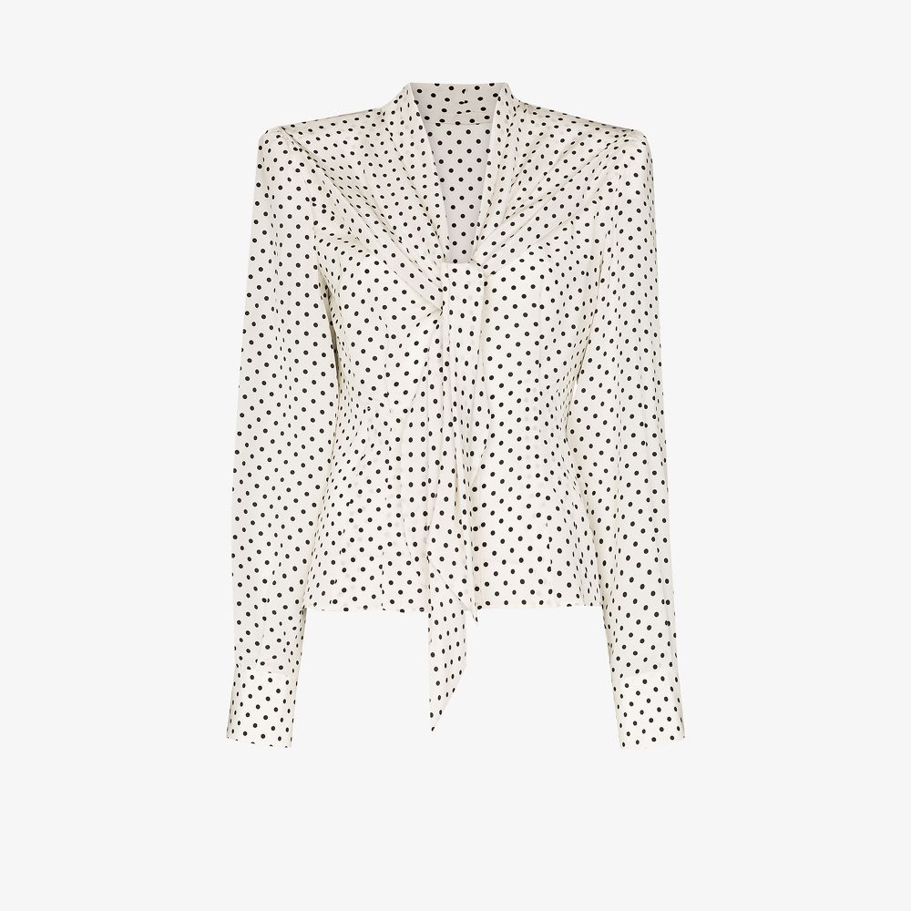 polka dot bow blouse