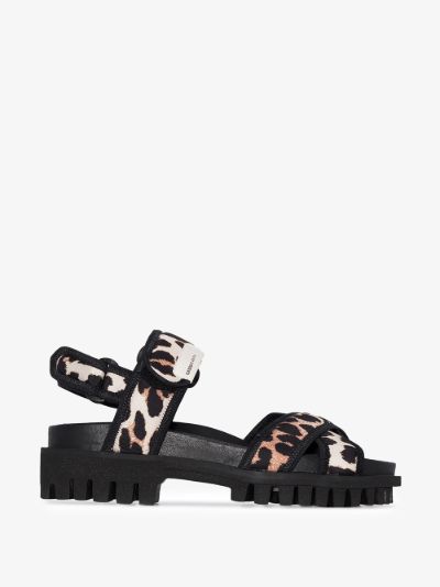 black leopard sandals