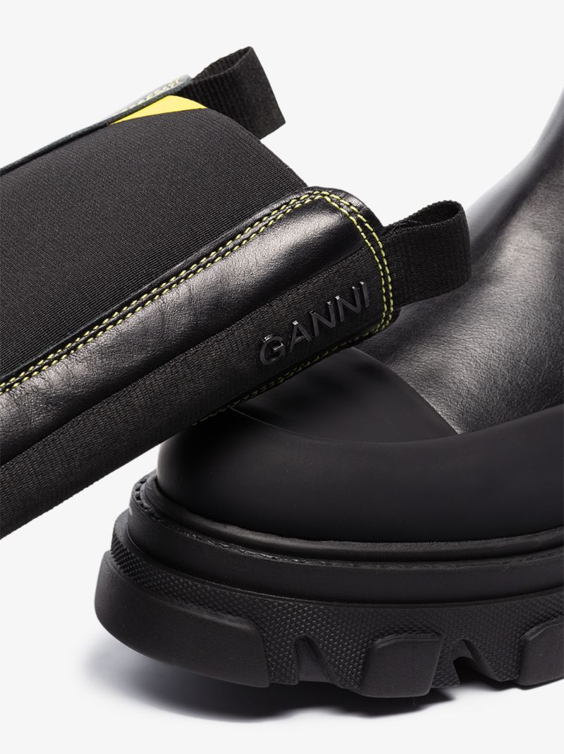 ganni boots black yellow