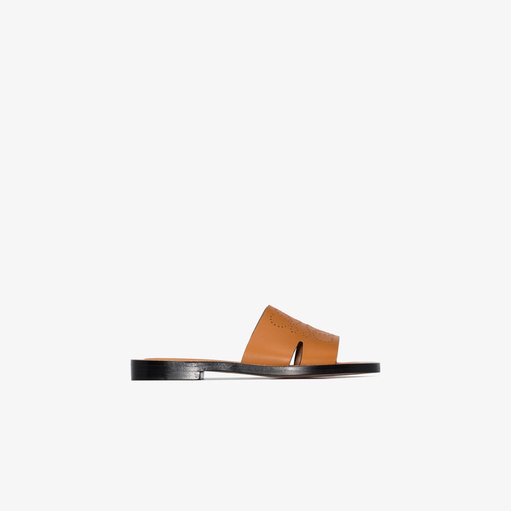 LOEWE brown perforated anagram leather sandals | Browns LOEWE brown perforated anagram leather sandals | Browns