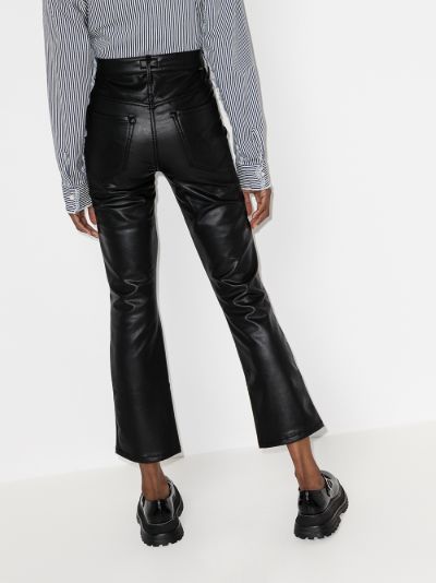 grey faux leather trousers