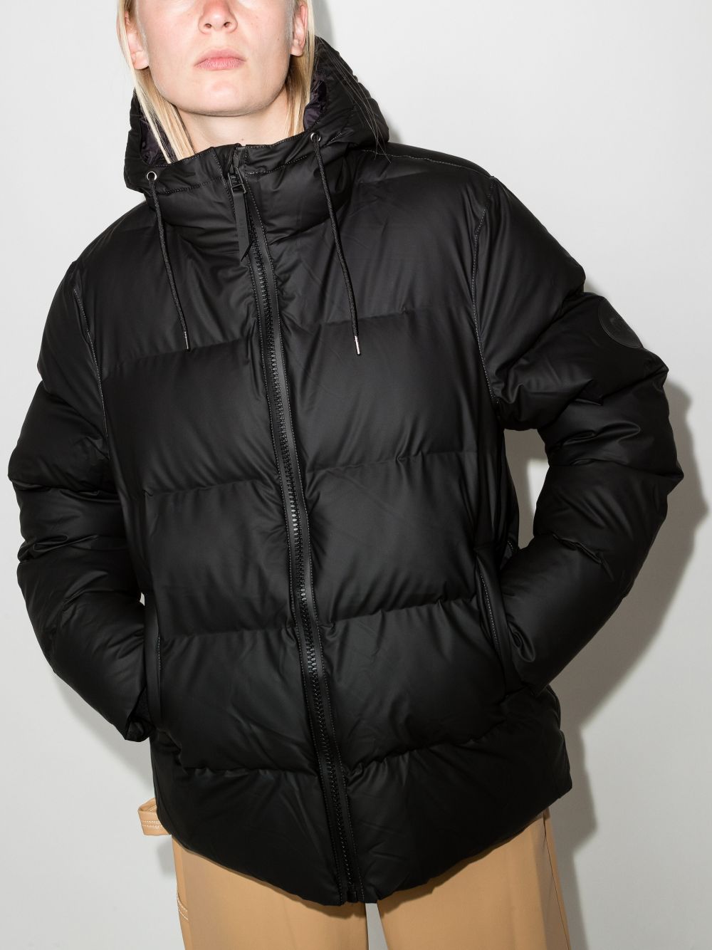 rains hooded puffer coat