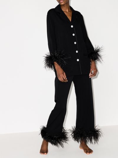 feather trim pyjamas
