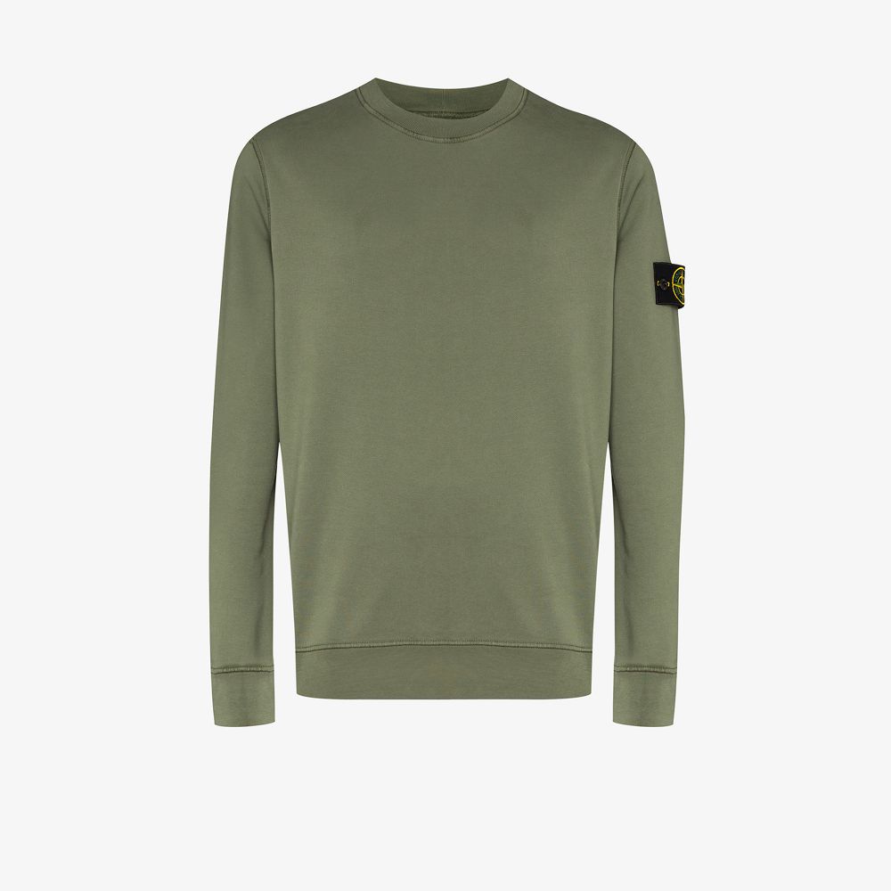 stone island cotton fleece crew neck sweatshirt