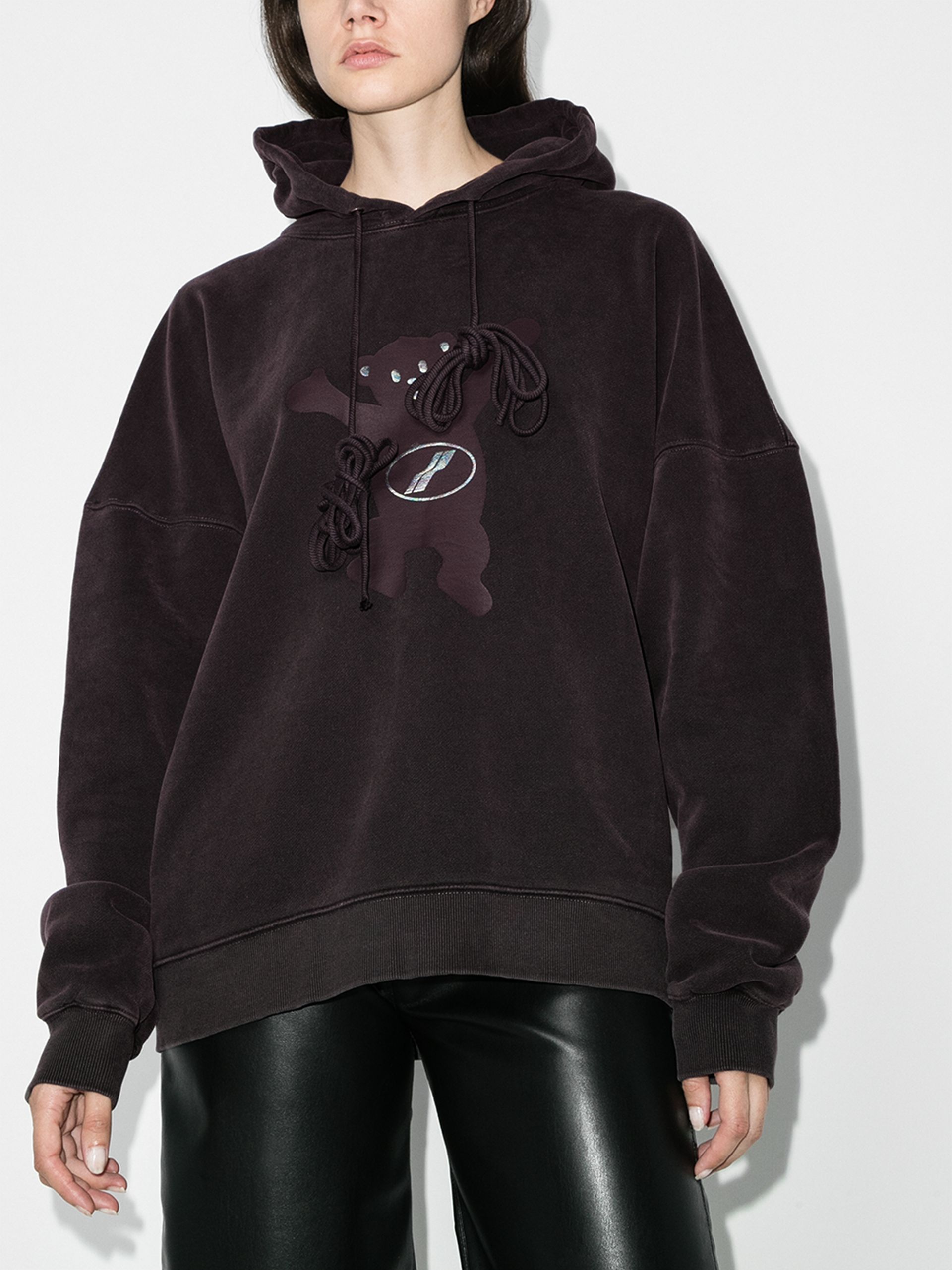 teddy print hoodie